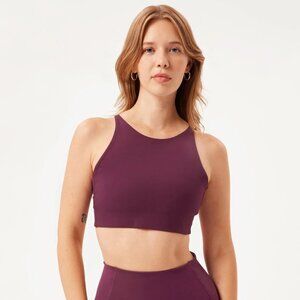 Girlfriend Topanga Halter Sports Bra in Plum
